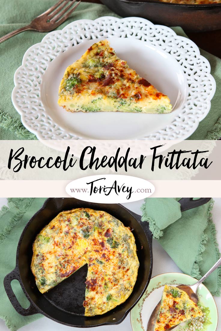 Broccoli Cheddar Frittata with Smoked Paprika - Delicious Vegetarian Entree for Breakfast, Brunch or Dinner - Gluten-free and low carb | ToriAvey.com #eggs #breakfast #brunch #glutenfree #lowcarb #TorisKitchen