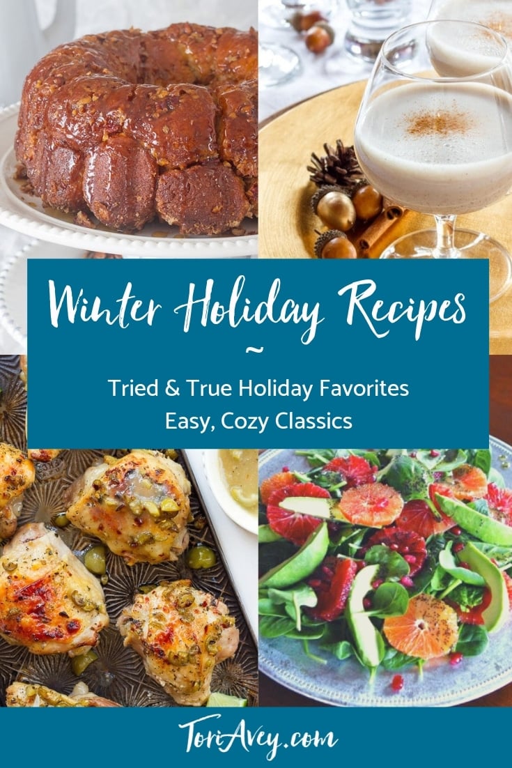 Winter Holiday Recipe Roundup - Delicious ideas for all of your winter holiday celebrations. #winterholidays #potluck #holidays #comfortfood #celebration #TorisKitchen