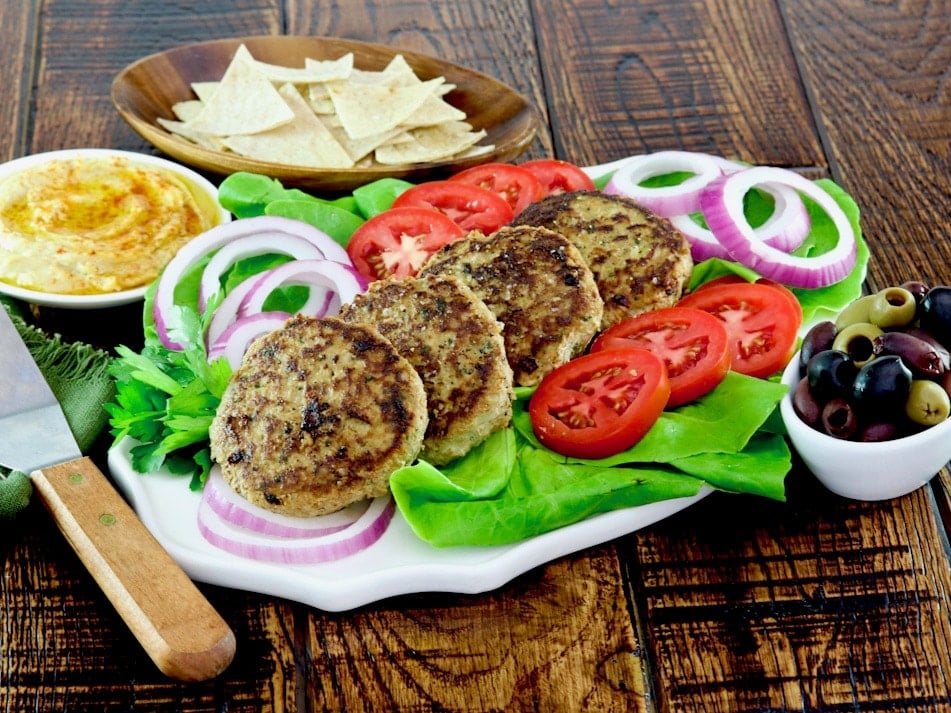 Air Fryer Turkey Burgers - Garnished Plate