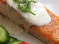 Seared Salmon with Creamy Dill Sauce Pinterest Pin