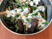 Roasted Portobellos & Asparagus with Goat Cheese Sauce Pin